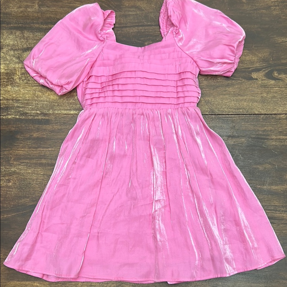 GB Girls Pink Puff Sleeve Square Neck Dress for Prom